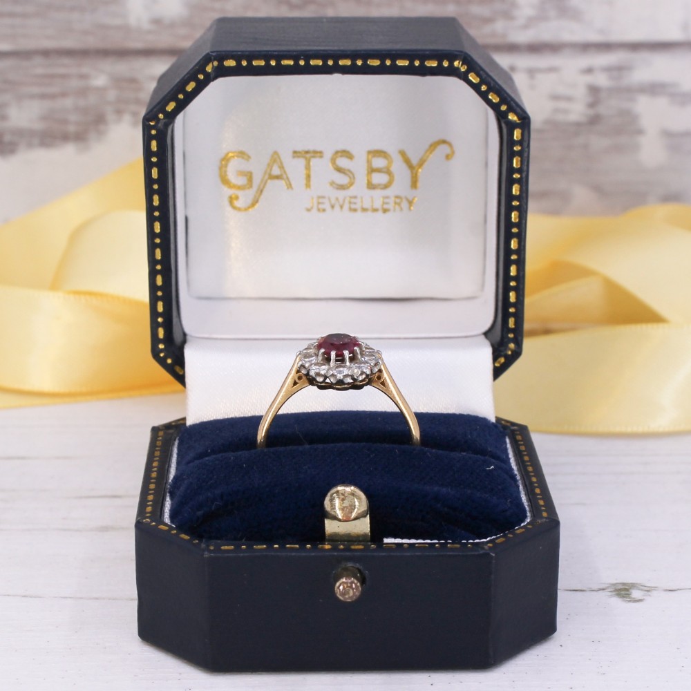 Vintage 0.60 Carat Ruby & Diamond Cluster Ring, circa 1960 View IX