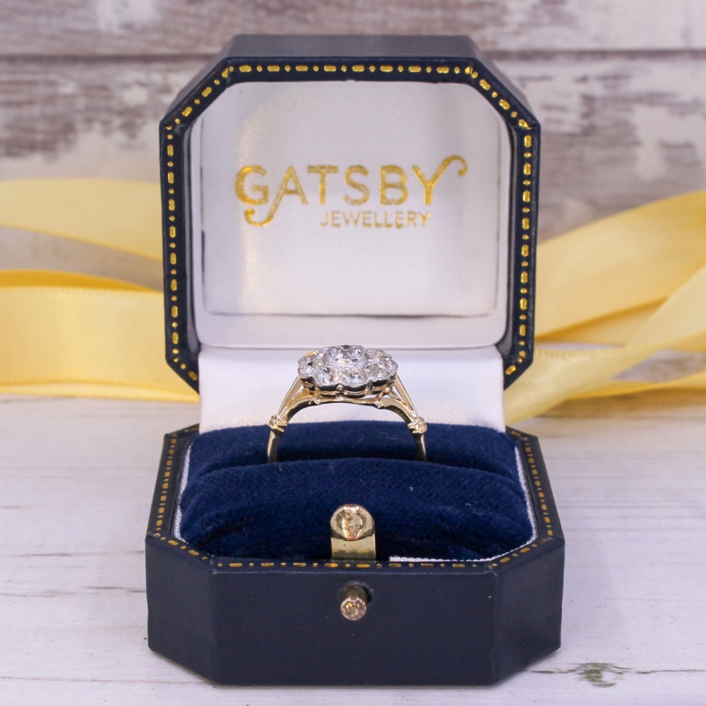 Antique 1.00 Carat Old Cut Diamond Cluster Ring, circa 1910 View VIII