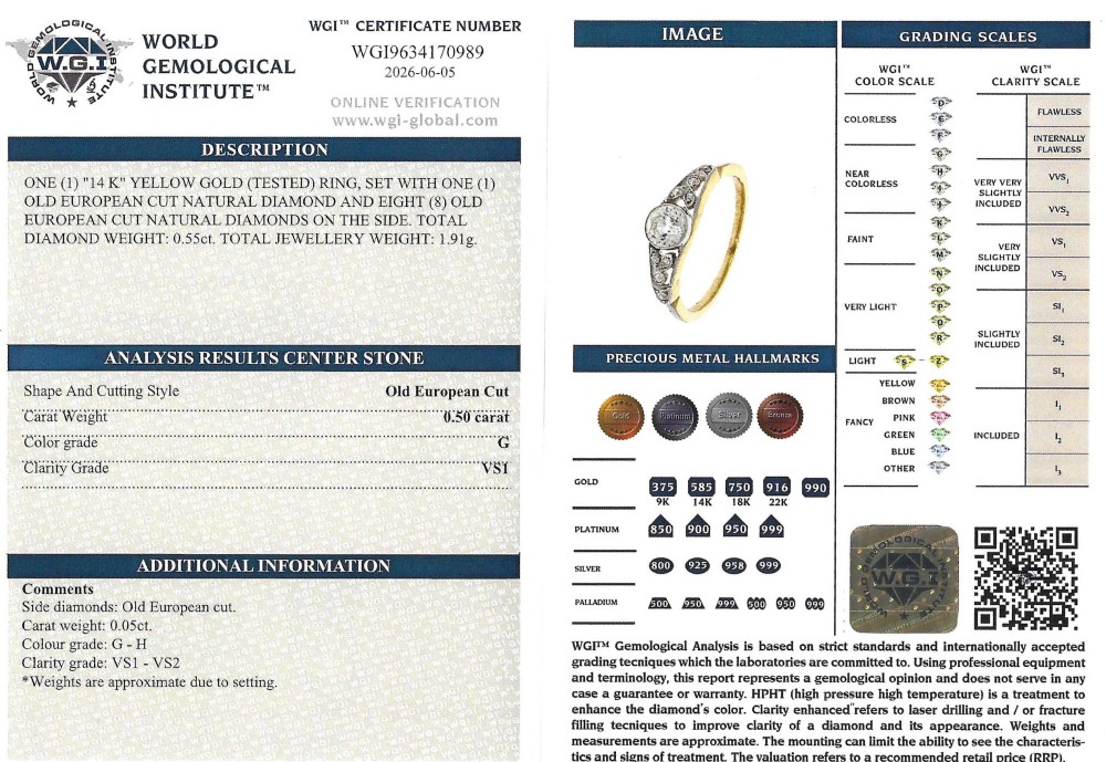 Antique 0.50 Carat Old European Cut Diamond Engagement Ring, circa 1915 View VIII