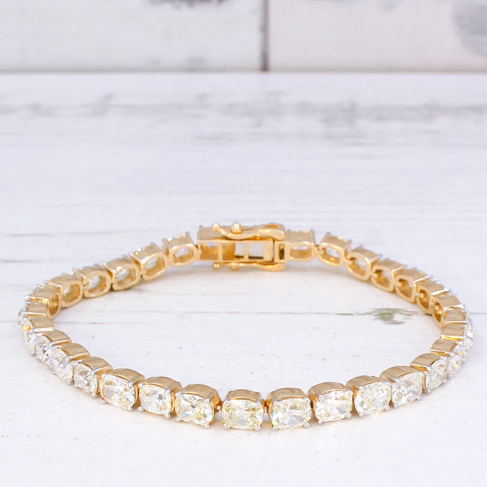 9.84 Carat Old Mine Cut Diamond Tennis Bracelet