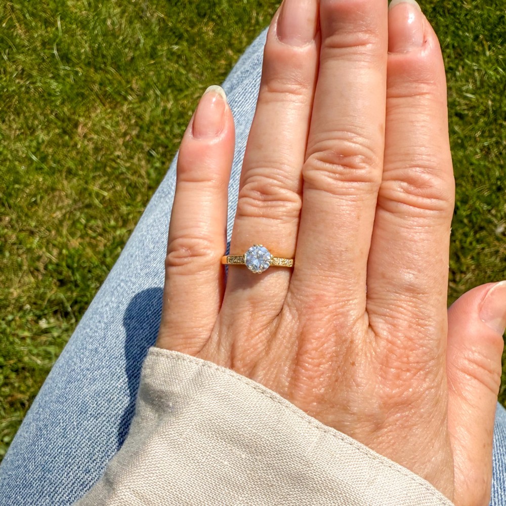 Vintage 0.66 Carat Transitional Cut Diamond Engagement Ring, circa 1950 View VI