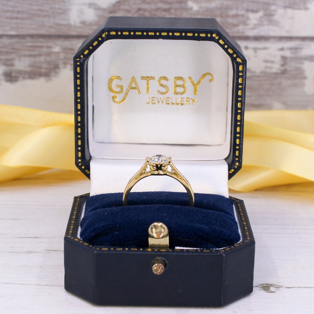 Vintage 0.66 Carat Transitional Cut Diamond Engagement Ring, circa 1950 View IX