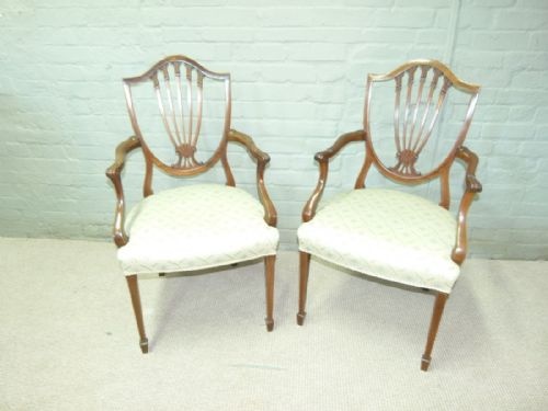 Pair of Mahogany and Boxwood Corner Chairs
