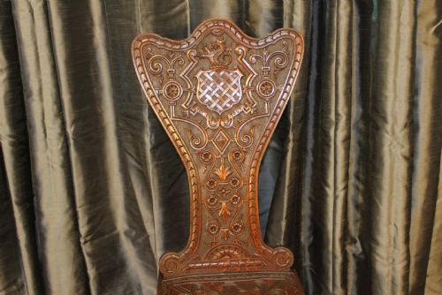 PAIR OF OAK HALL CHAIRS - ADDITIONAL PHOTO 1