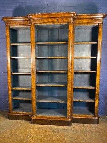 Burr Walnut Breakfront Bookcase