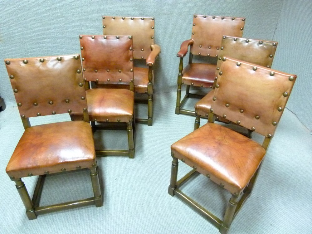 SET OF SIX  OAK CHAIRS