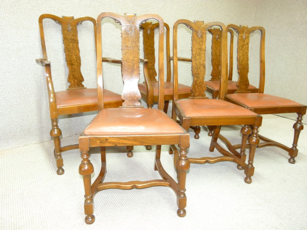 Six  Walnut Dining Chairs
