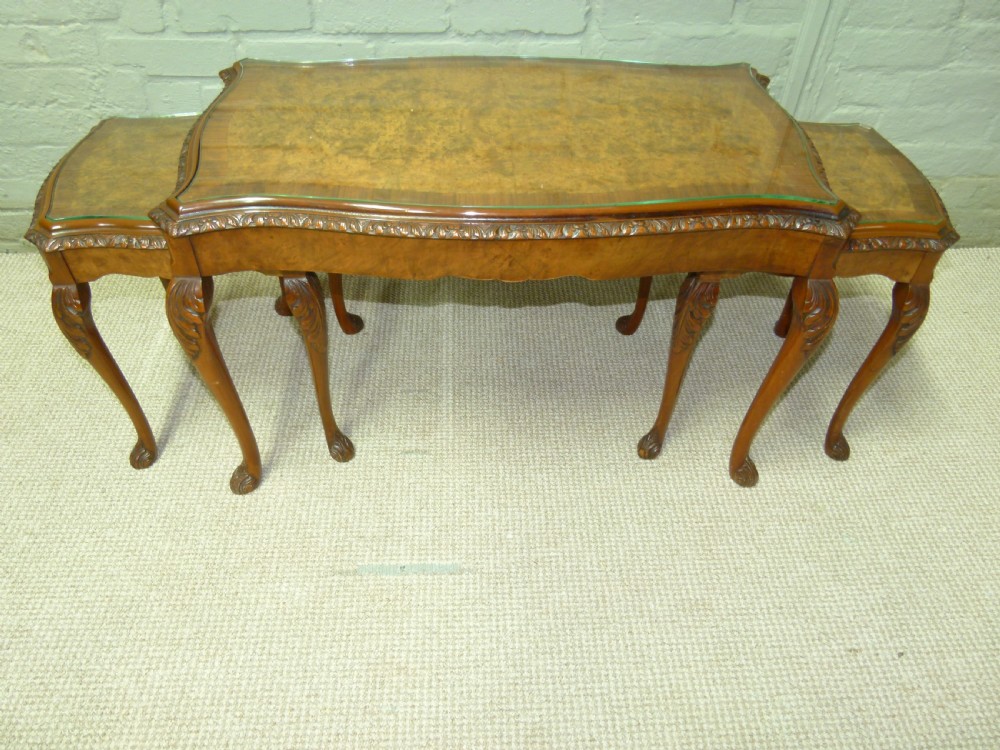 Burr Walnut Nest of three Tables