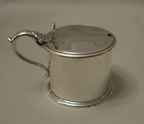 Antique Silver Drum Mustard Pot.