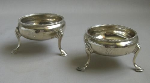 Pair Antique Silver Salts.