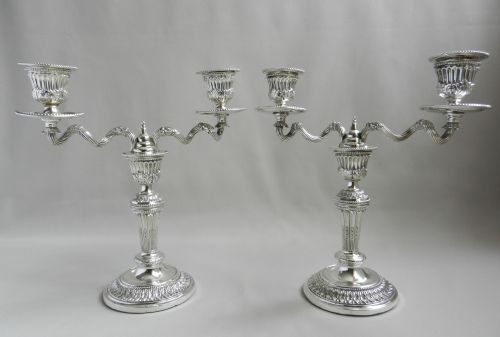 Pair Antique Silver Candelabra.