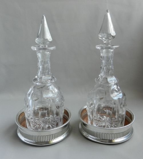 Pair Antique Silver Coasters.