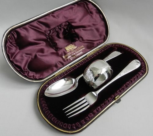 Antique Silver Christening Set.