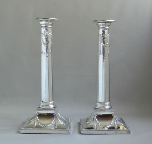 Pair Antique Silverplated Candlesticks.