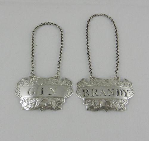 Antique Silver Decanter Labels.