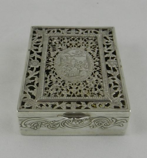 Antique Silver "Nativity" Pot Pourri Box.