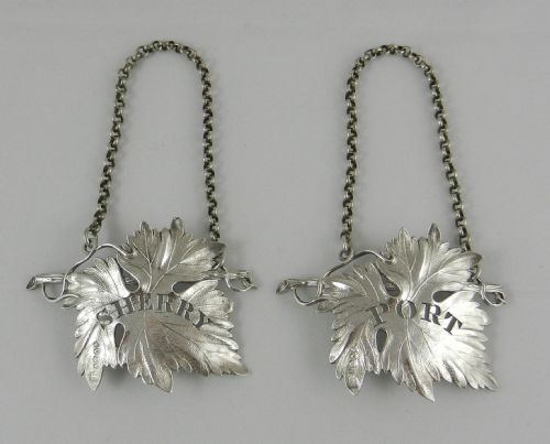 Antique Silver Decanter Labels.