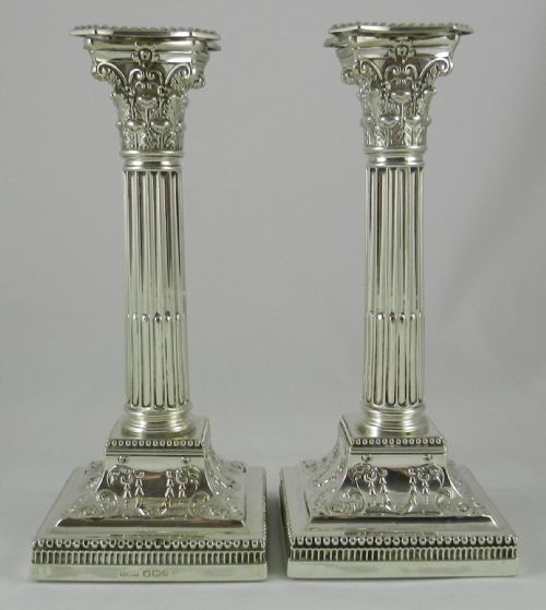 Pair Antique Silver Candlesticks.