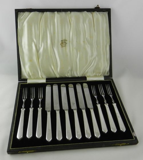 Art Deco Silver Dessert Set.