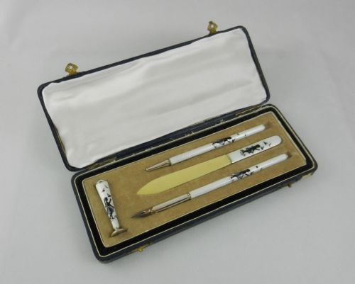 Silver & Enamel Writing Set.