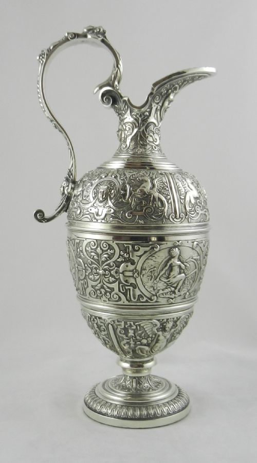Antique Silverplated Wine Ewer.