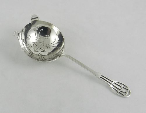 Art Deco Silver Tea Strainer.
