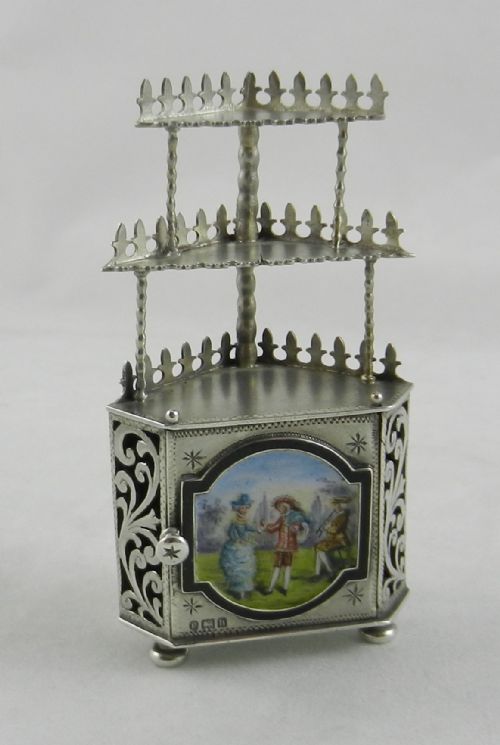 ANTIQUE SILVER ENAMEL FURNITURE MODEL