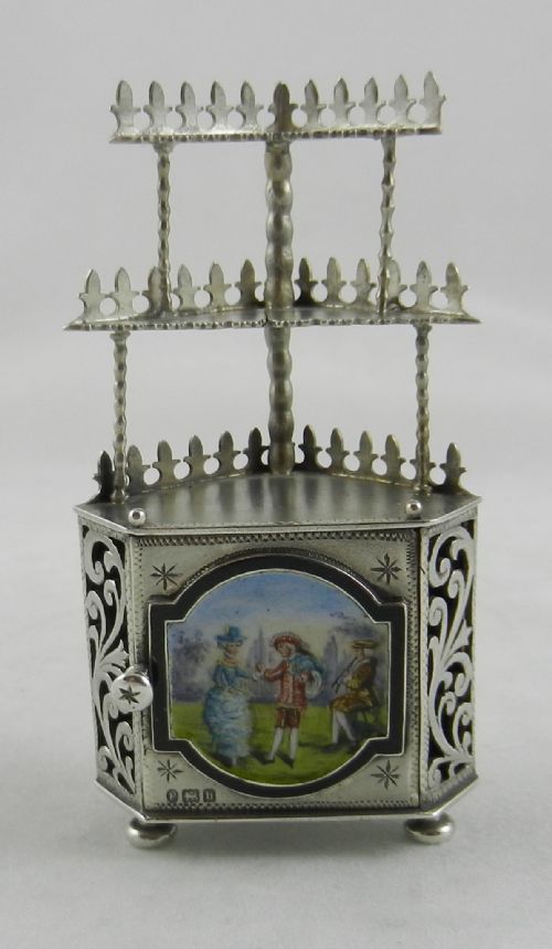 ANTIQUE SILVER ENAMEL FURNITURE MODEL - ADDITIONAL PHOTO 1