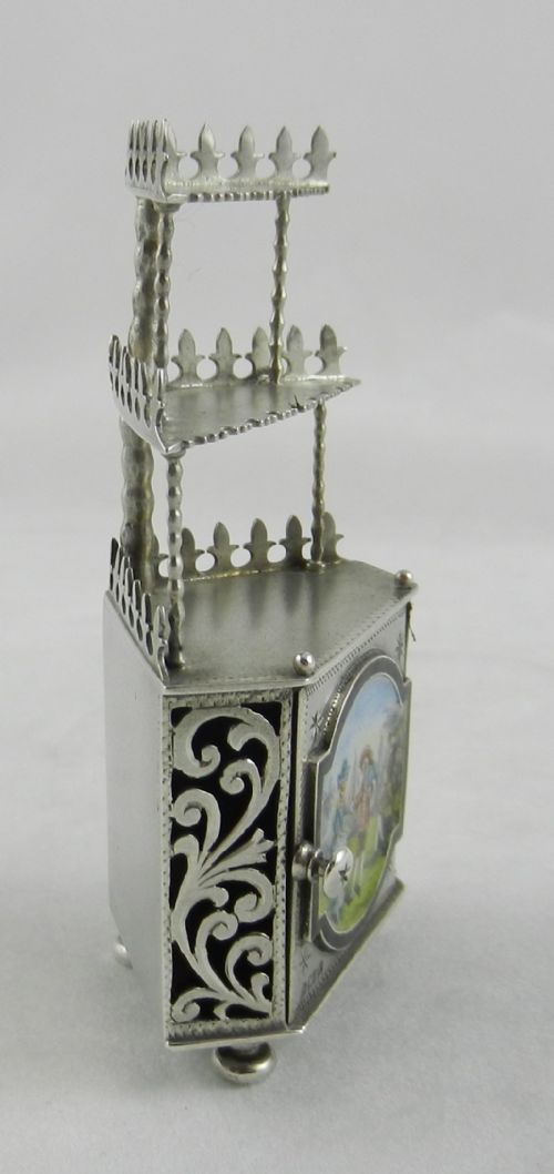 ANTIQUE SILVER ENAMEL FURNITURE MODEL - ADDITIONAL PHOTO 5