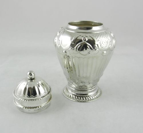 ANTIQUE SILVER TEA CADDY - ADDITIONAL PHOTO 3