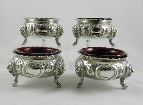 Magnificent Antique Silver Salt Cellars.