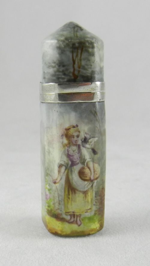 Antique Silver & Enamel Scent Bottle.
