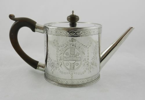Geo. III Silver "Drum" Tea Pot.