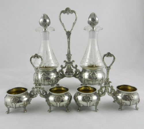 Antique Silver Condiment Suite.