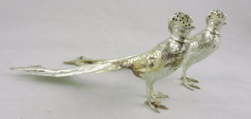 Antique Silver Peacock Condiment Ornaments.
