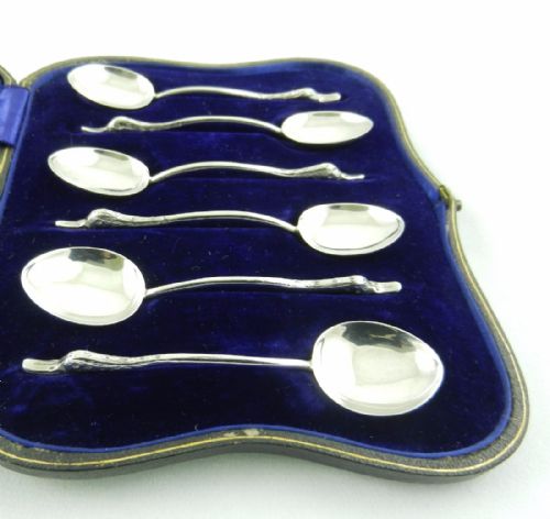 Antique Silver "Swan Neck" Spoons.
