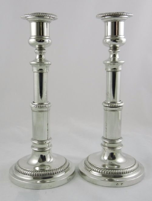 Old Sheffield Plate Telescopic Candlesticks.