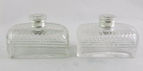 Antique Silver Mounted Cologne Bottles.