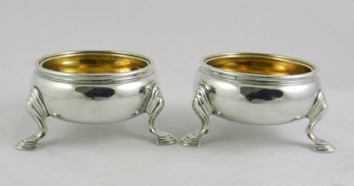 Pair Geo.ii Silver Salt Cellars.