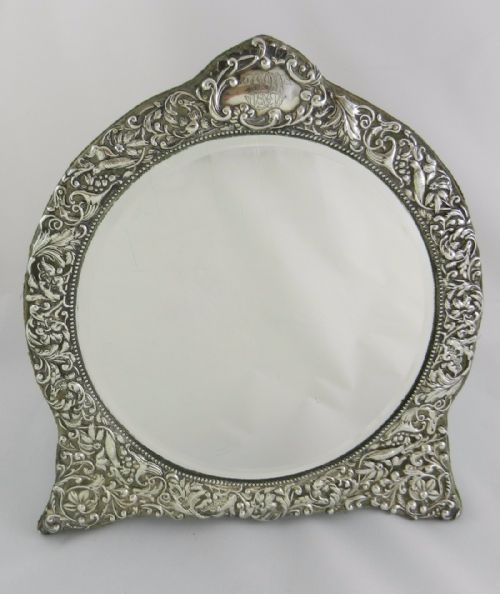 Antique Silver Dressing Table Mirror.