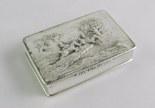 Antique Silver "Horsemen" Snuff Box.