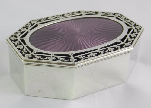Silver & Enamel Art Deco Trinket Box.