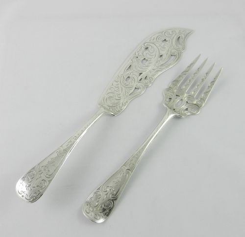 Antique Silver Newcastle Fish Servers.