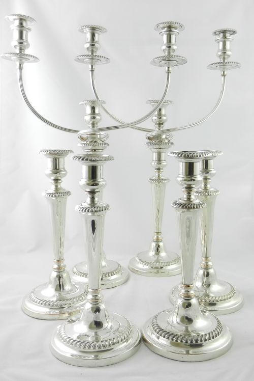 Old Sheffield Plate Candelabra Suite.