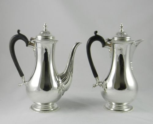Pair Silver Cafe Au Lait Pots.