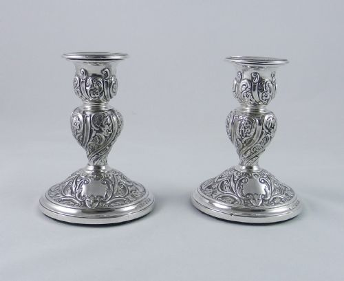 Antique Silver Candlesticks.