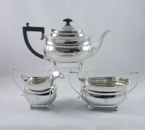 Three Piece Silver Tea Set.