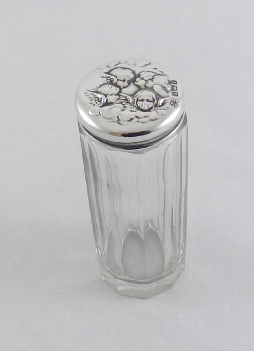 Antique Silver Lidded "Angels" Vanity Jar.