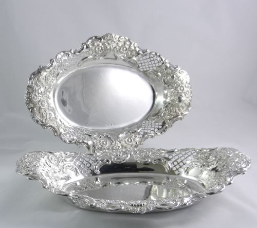 Antique Silver Fruit Baskets.