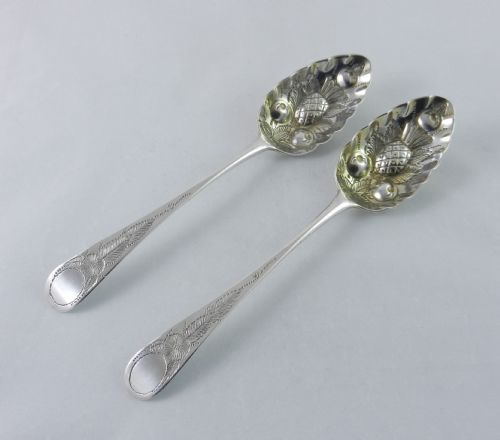 Pair Silver Bateman Berry Spoons.